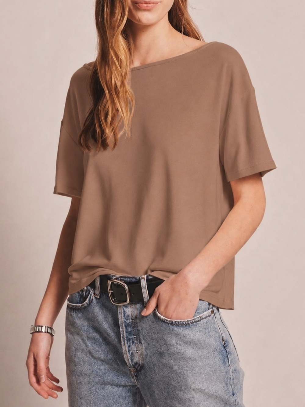Naadam Soft Touch Everywhere Tee Shirt in Toffee Brown Size XXS
